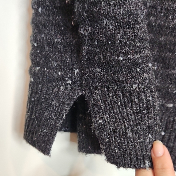 Madewell Donegal Tweed Wool Blend Mockneck Sweater - Dark Grey Fleck - Size S - Picture 4 of 8